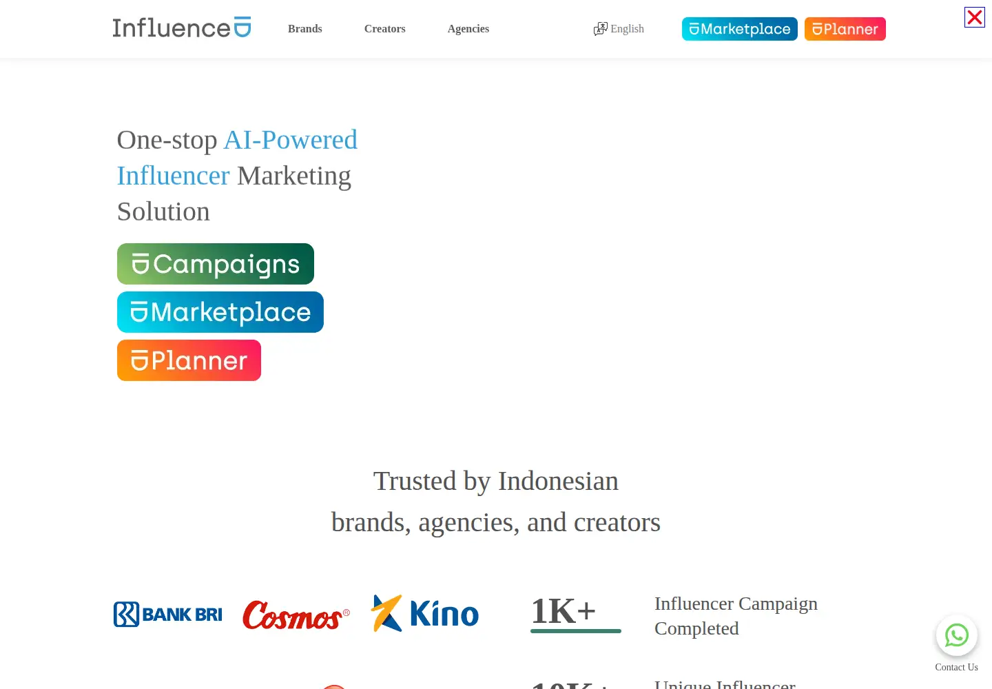 Screenshot of influence.id