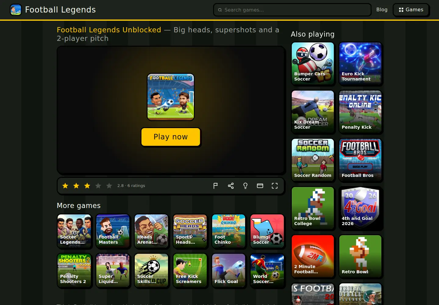 Screenshot of football-legends.io
