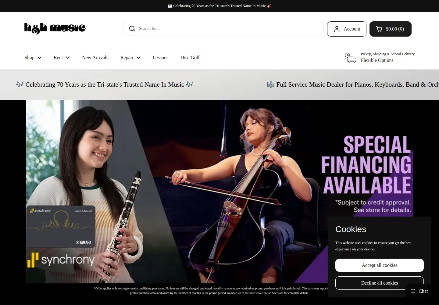 Captured homepage of handhmusic.net in the current scan