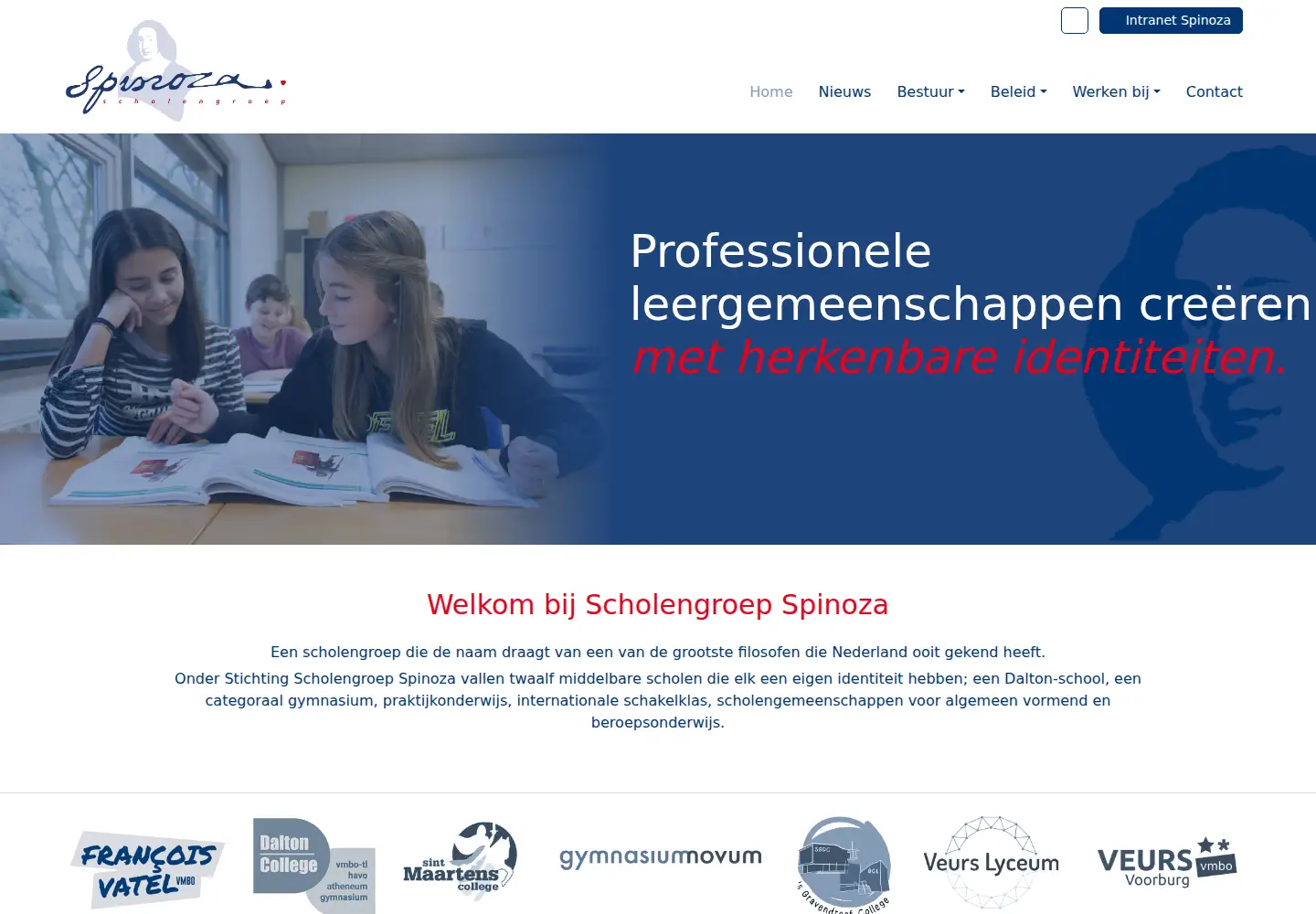 Screenshot of scholengroepspinoza.nl