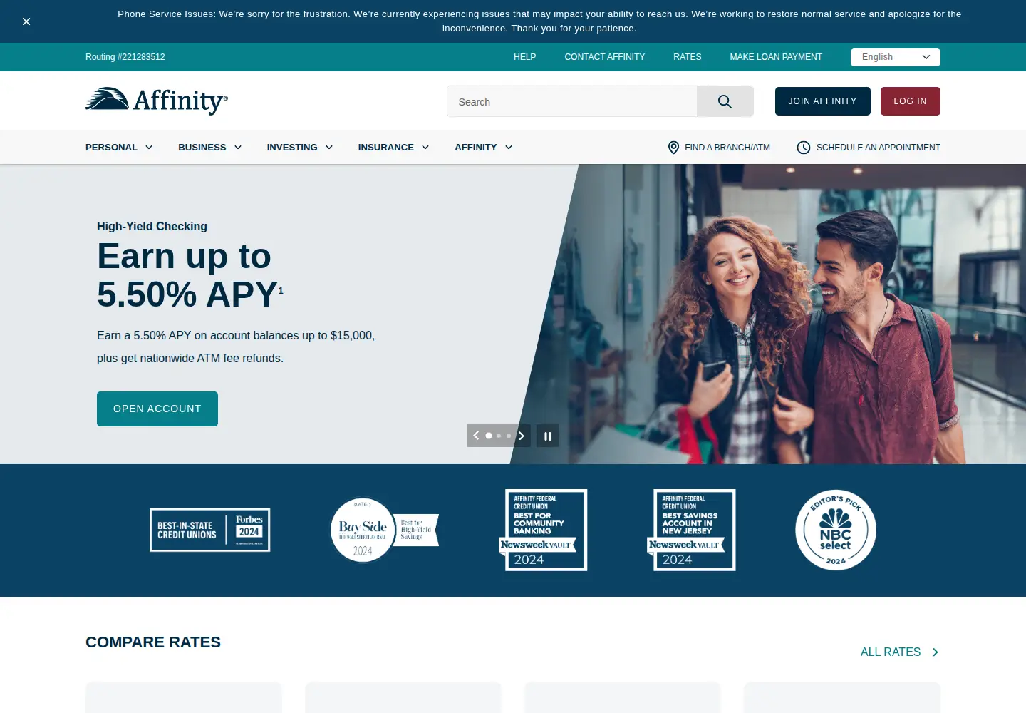 Screenshot of affinityfcu.org