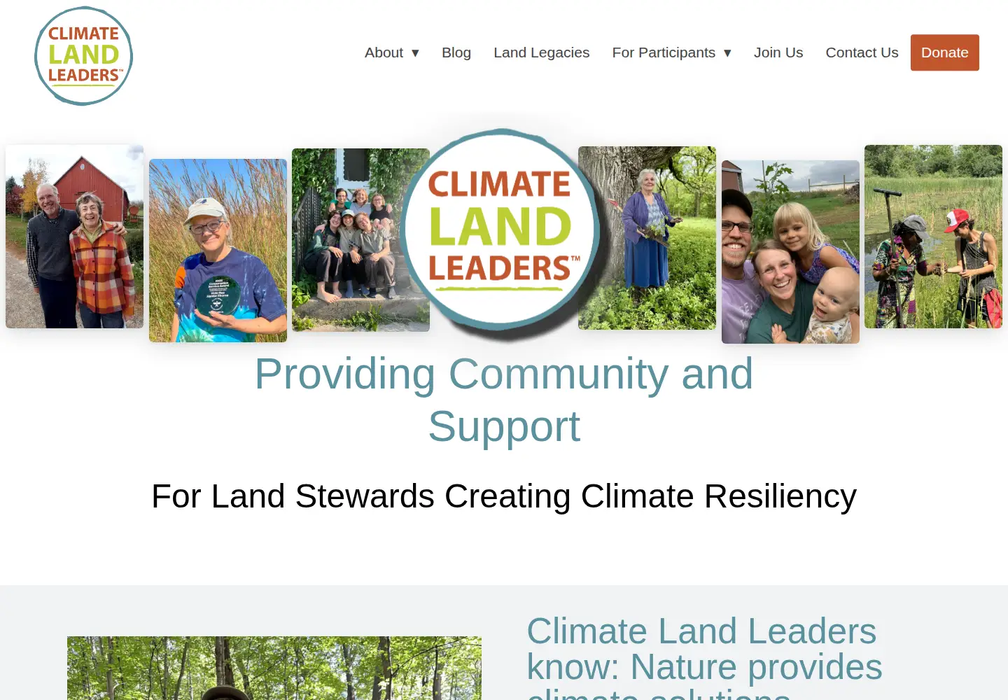 Captured homepage of climatelandleaders.org in the current scan