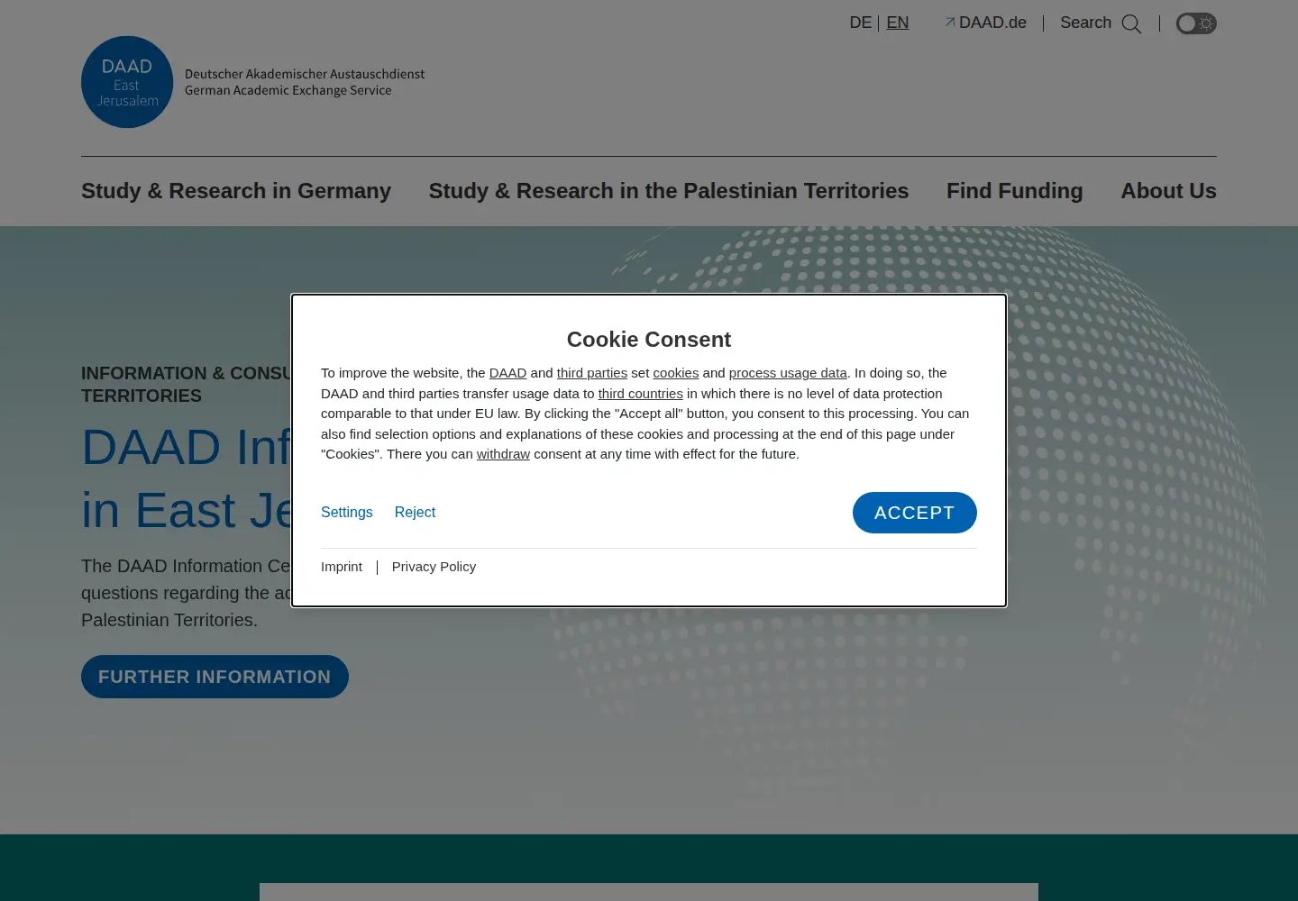 Screenshot of daad-eastjerusalem.org