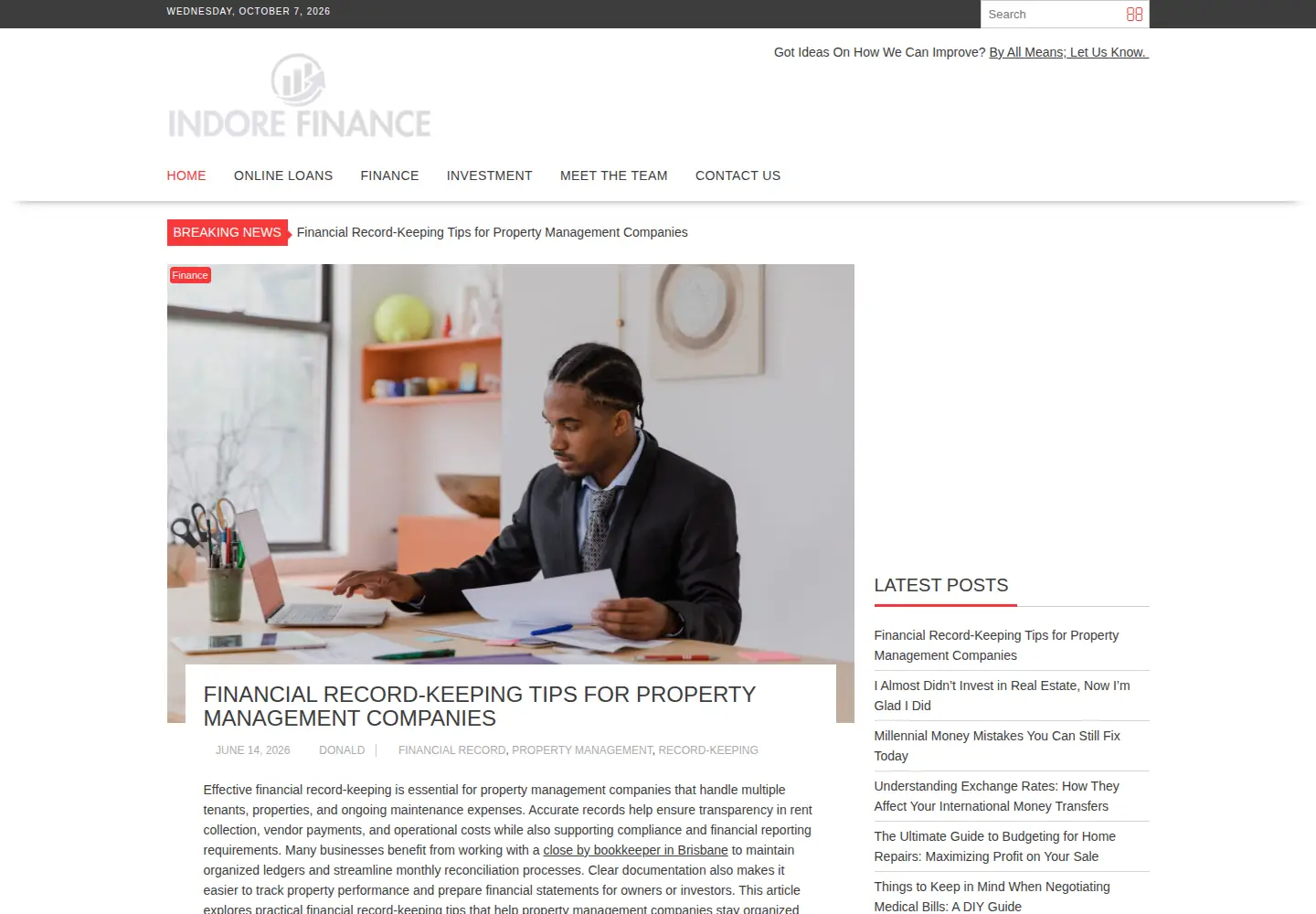Captured homepage of indorebank.org in the current scan