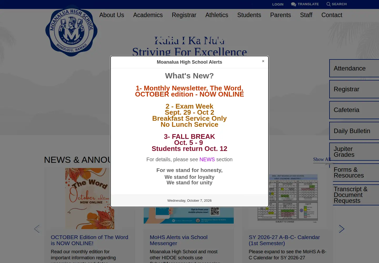 Screenshot of moanaluahs.org
