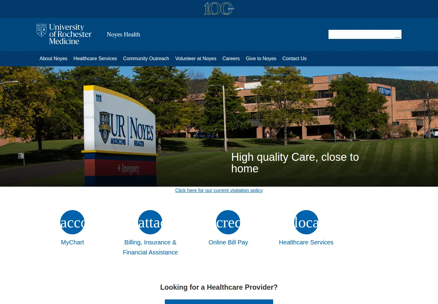 Captured homepage of noyes-health.org in the current scan