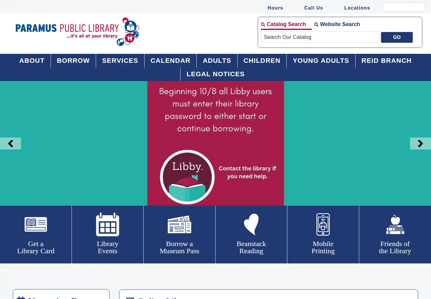 Screenshot of paramuslibrary.org