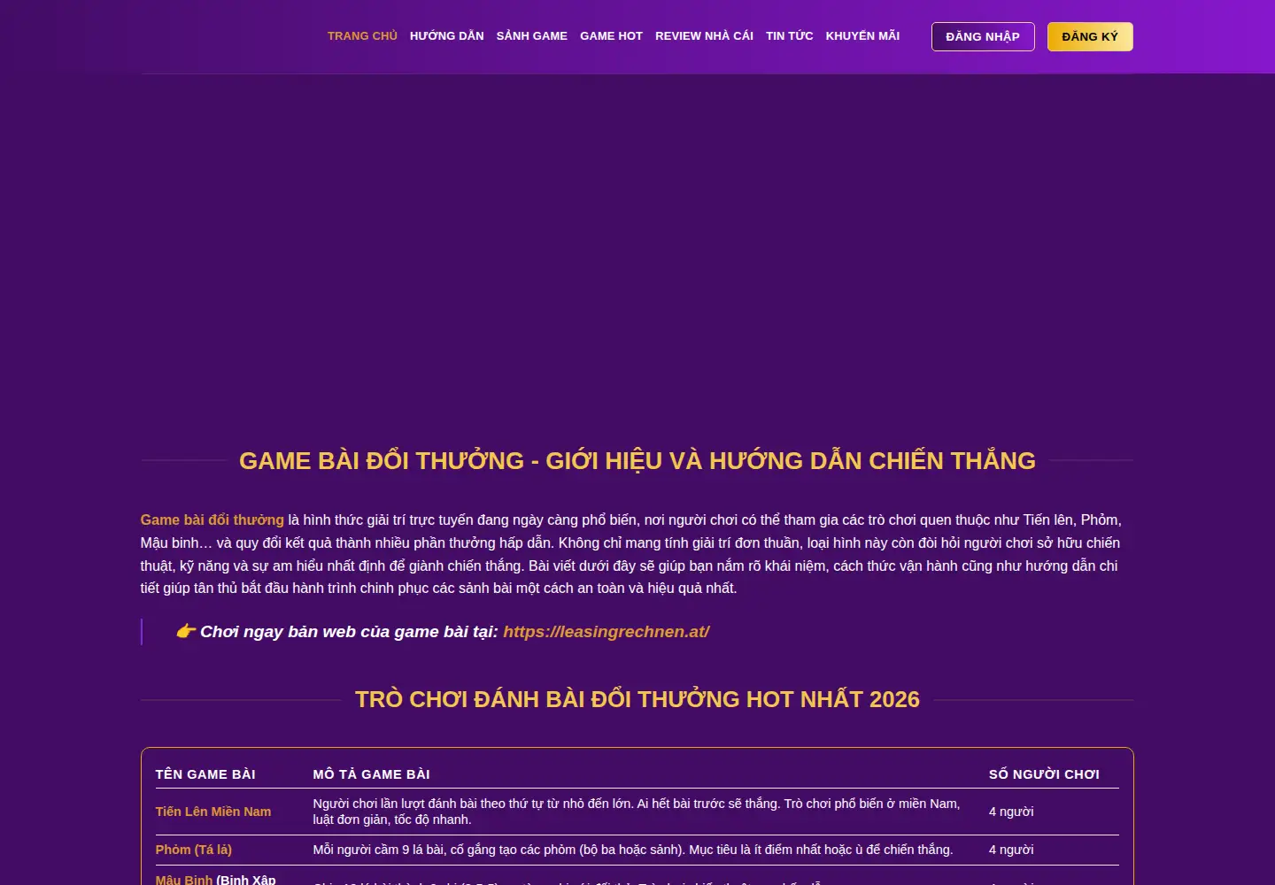Captured homepage of gamebaidoithuong.restaurant in the current scan