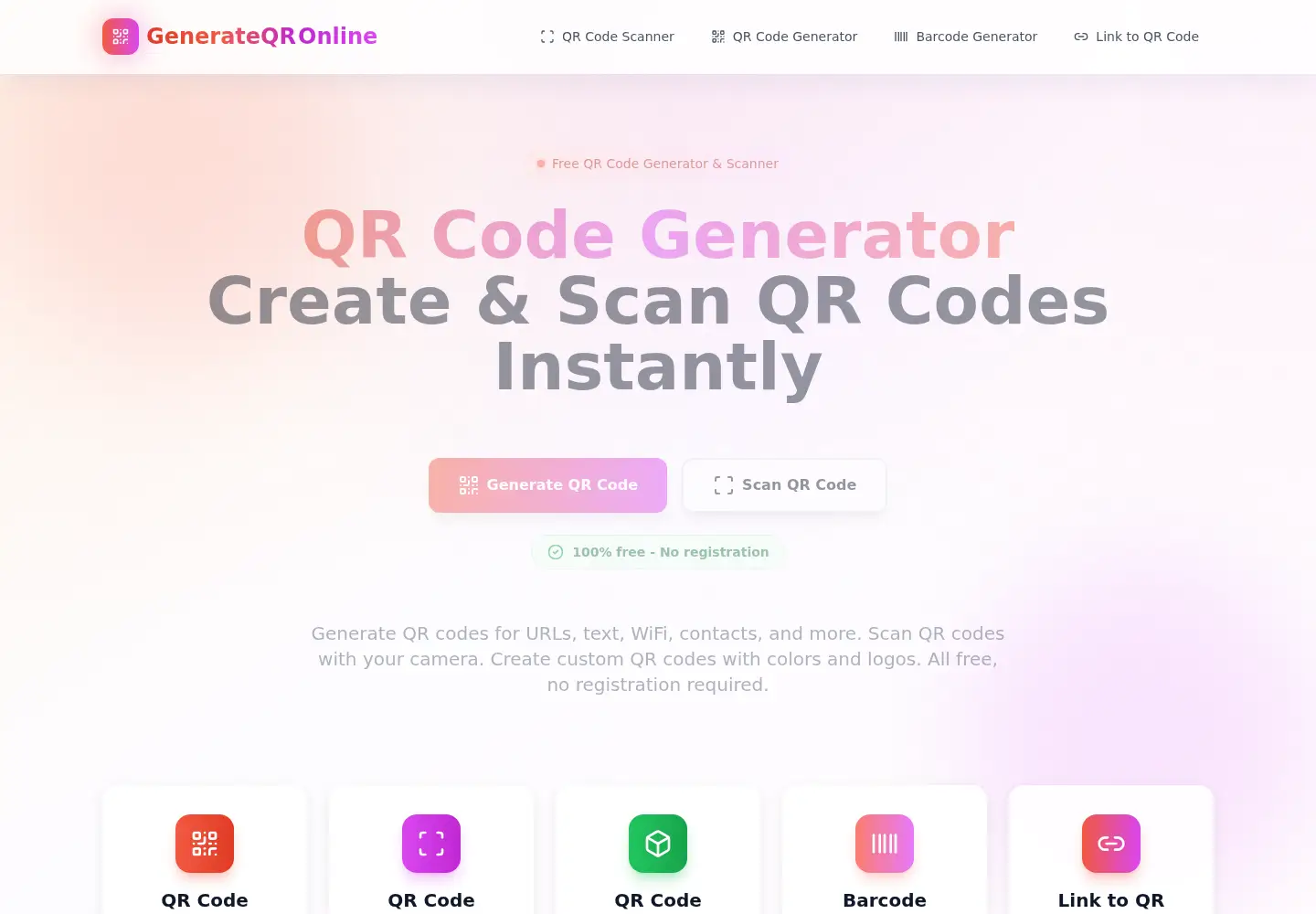 Screenshot of generateqronline.com