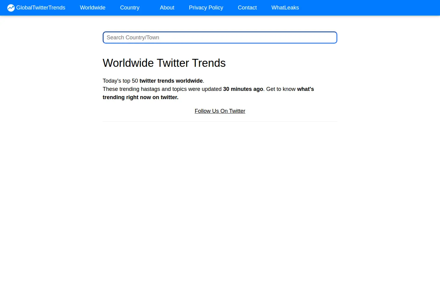 Screenshot of globaltwittertrends.com