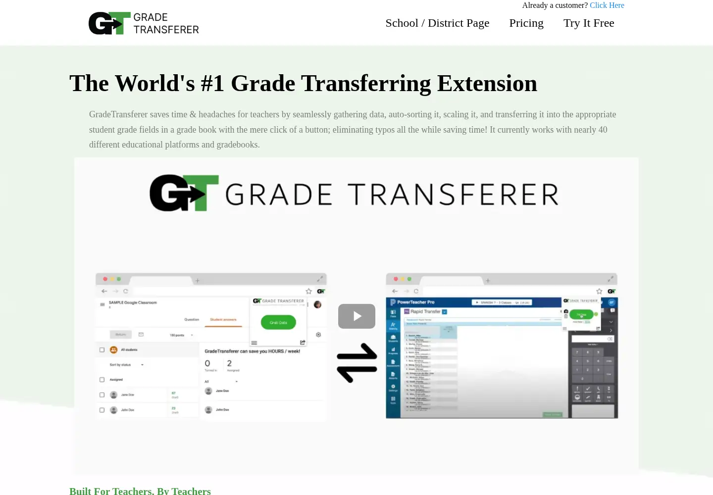 Screenshot of gradetransferer.com