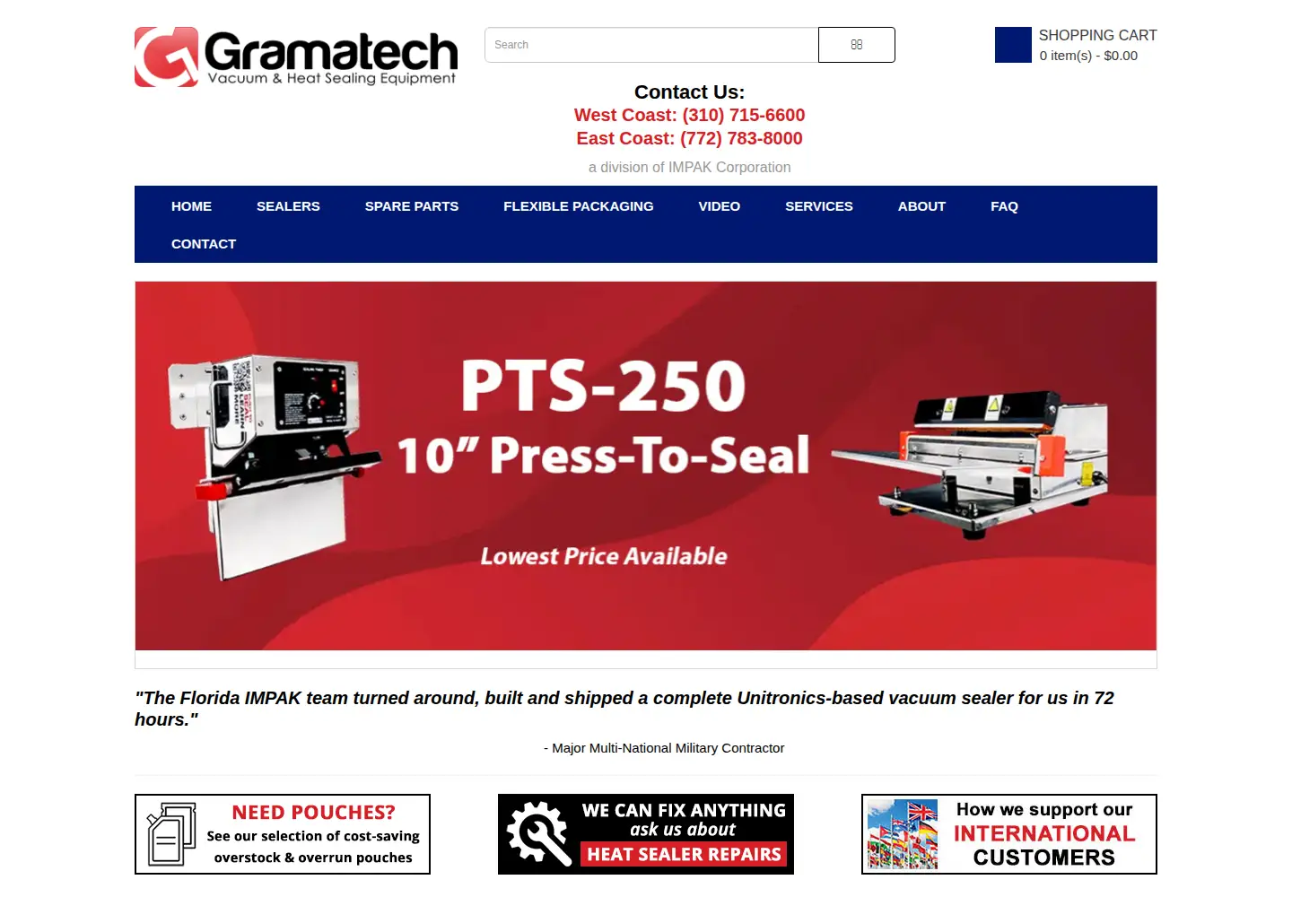 Captured homepage of gramatech.com in the current scan