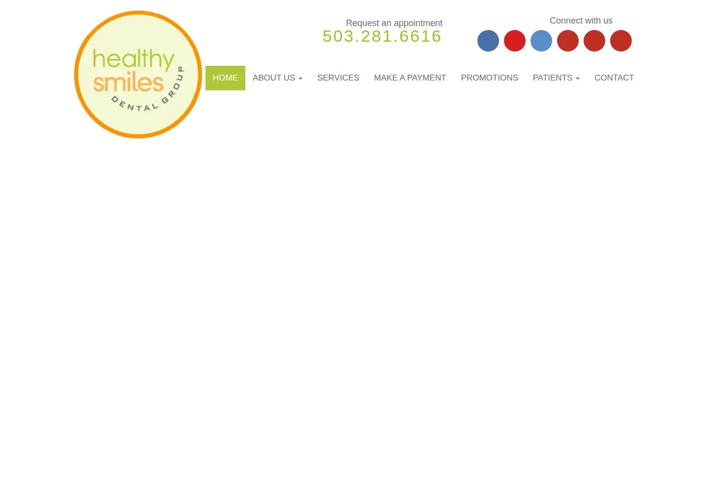 Captured homepage of healthysmilesdentalgroup.com in the current scan