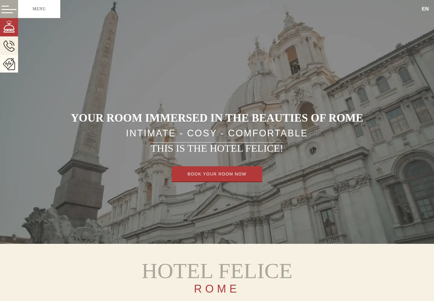 Captured homepage of hotelfelice.com in the current scan