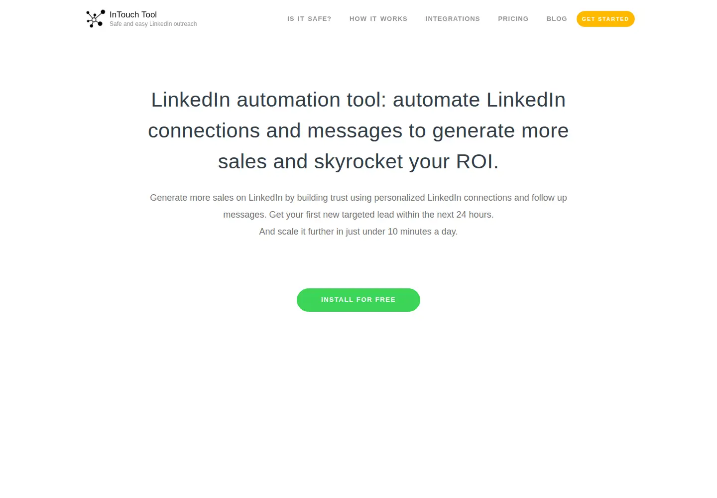 Captured homepage of intouchtool.com in the current scan
