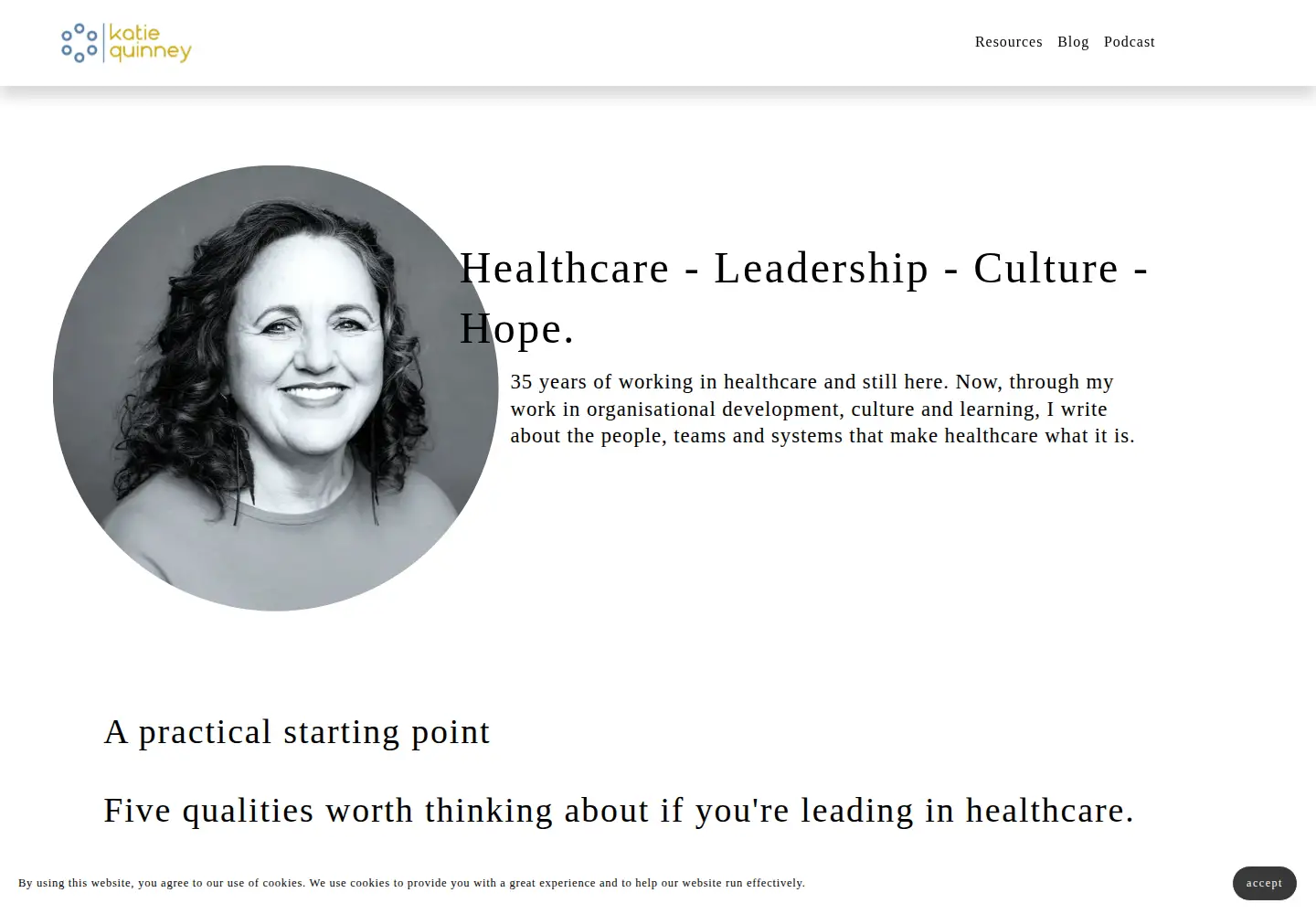 Captured homepage of katiequinney.com in the current scan
