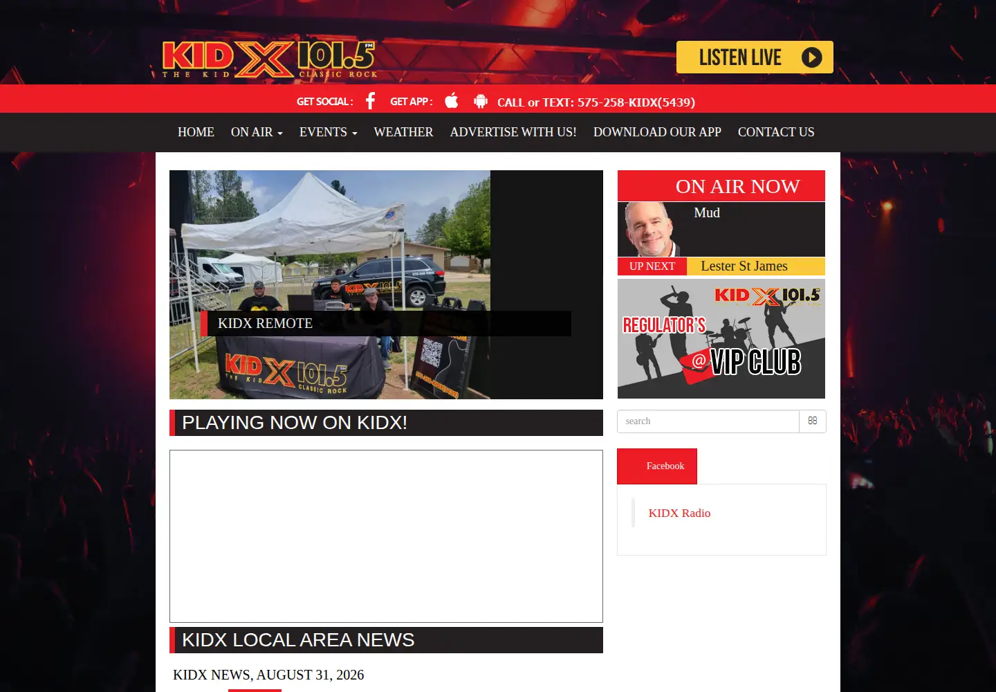 Captured homepage of kidxradio.com in the current scan