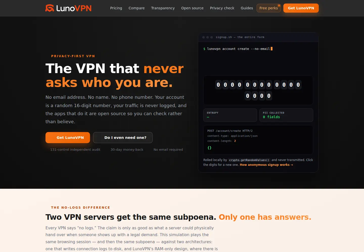 Screenshot of lunovpn.com