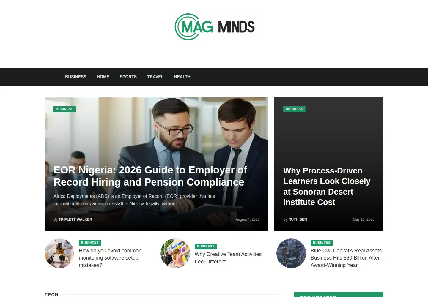 Captured homepage of magminds.com in the current scan