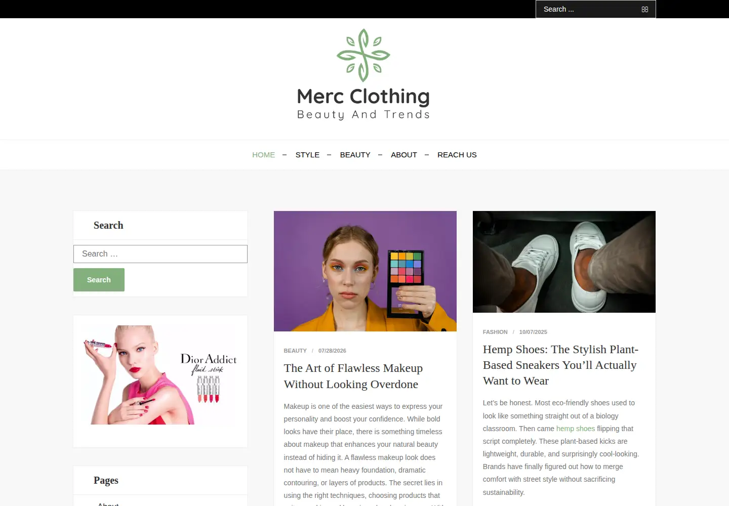 Screenshot of merc-clothing.com