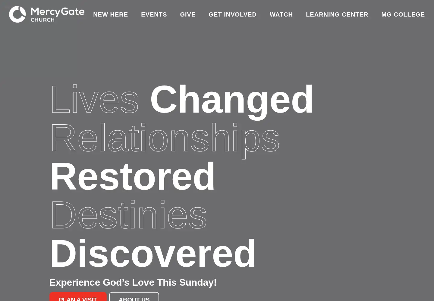Screenshot of mercygatechurch.com