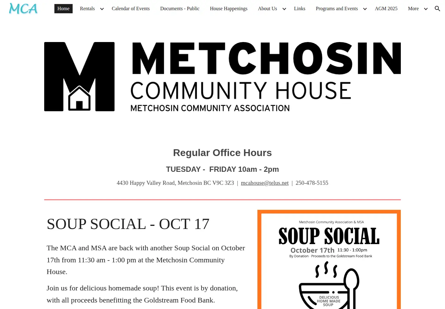 Screenshot of metchosincommunityhouse.com