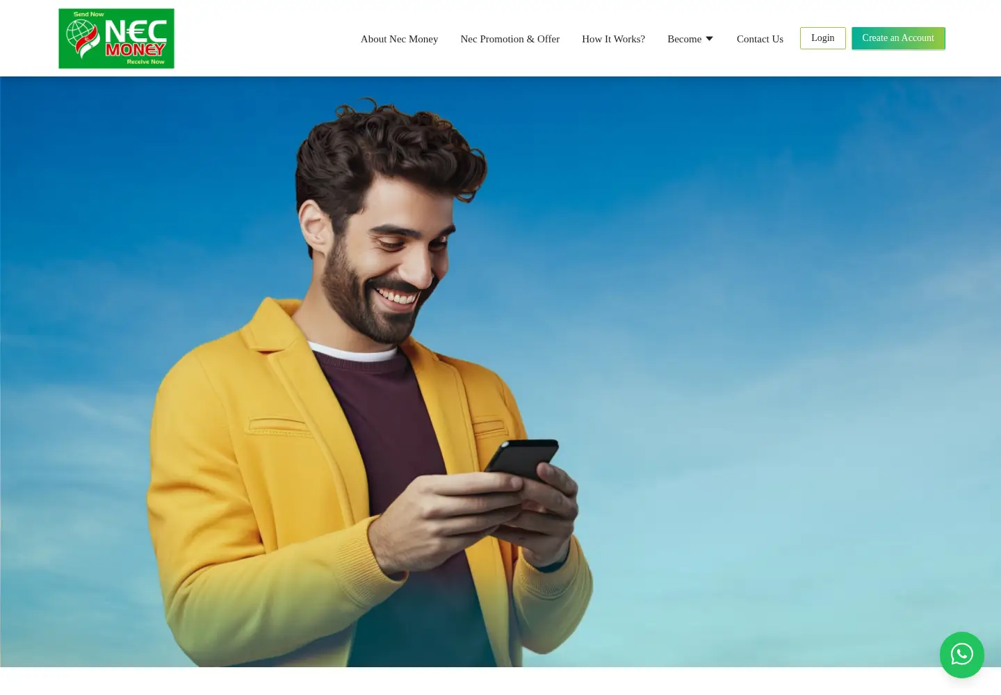 Captured homepage of necmoney.com in the current scan