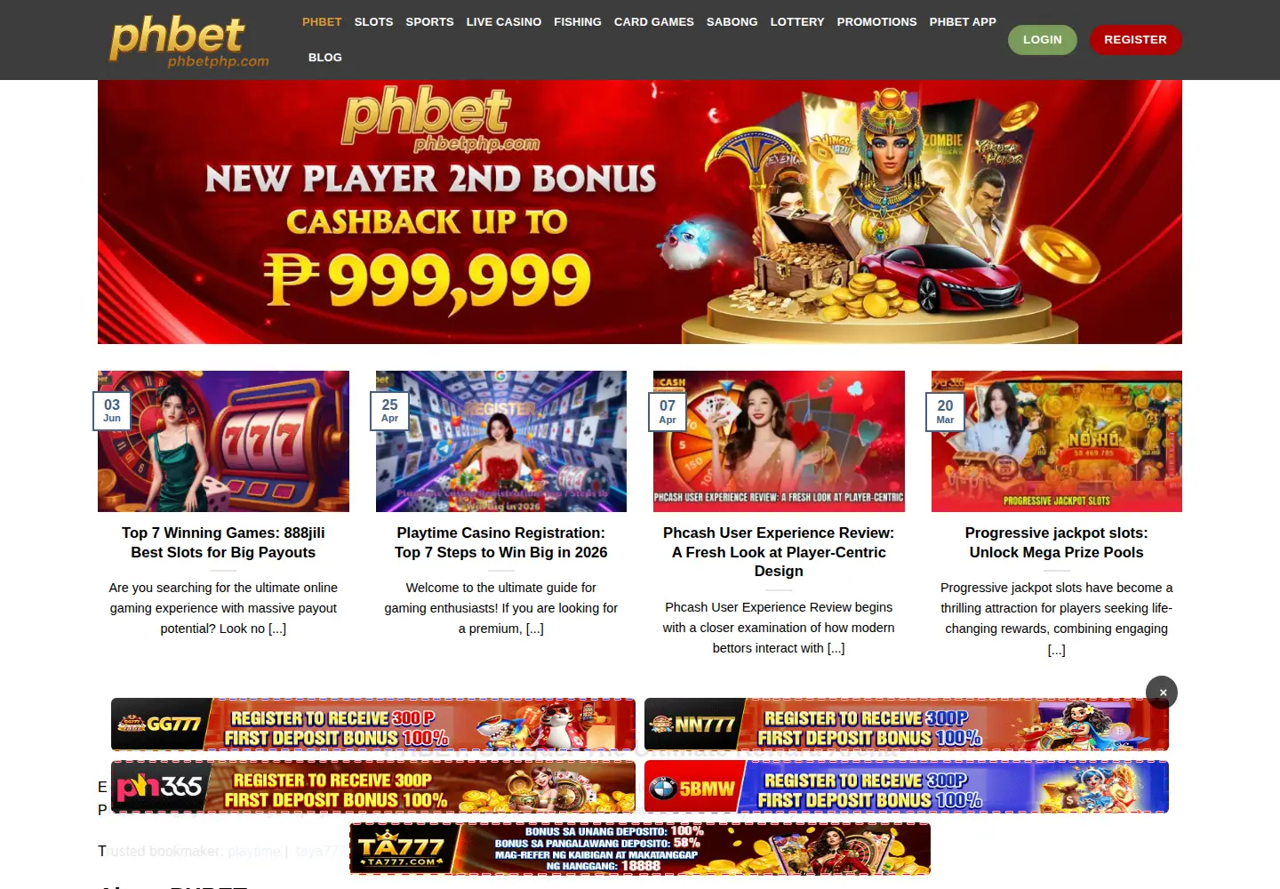 Captured homepage of phbetphp.com in the current scan
