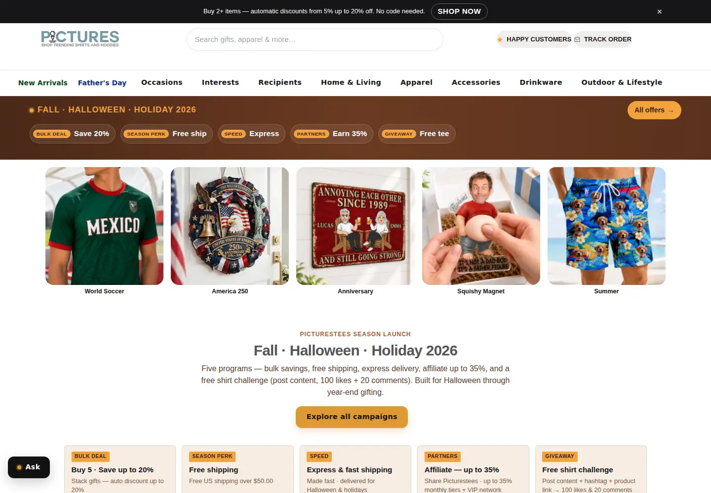 Screenshot of picturestees.com