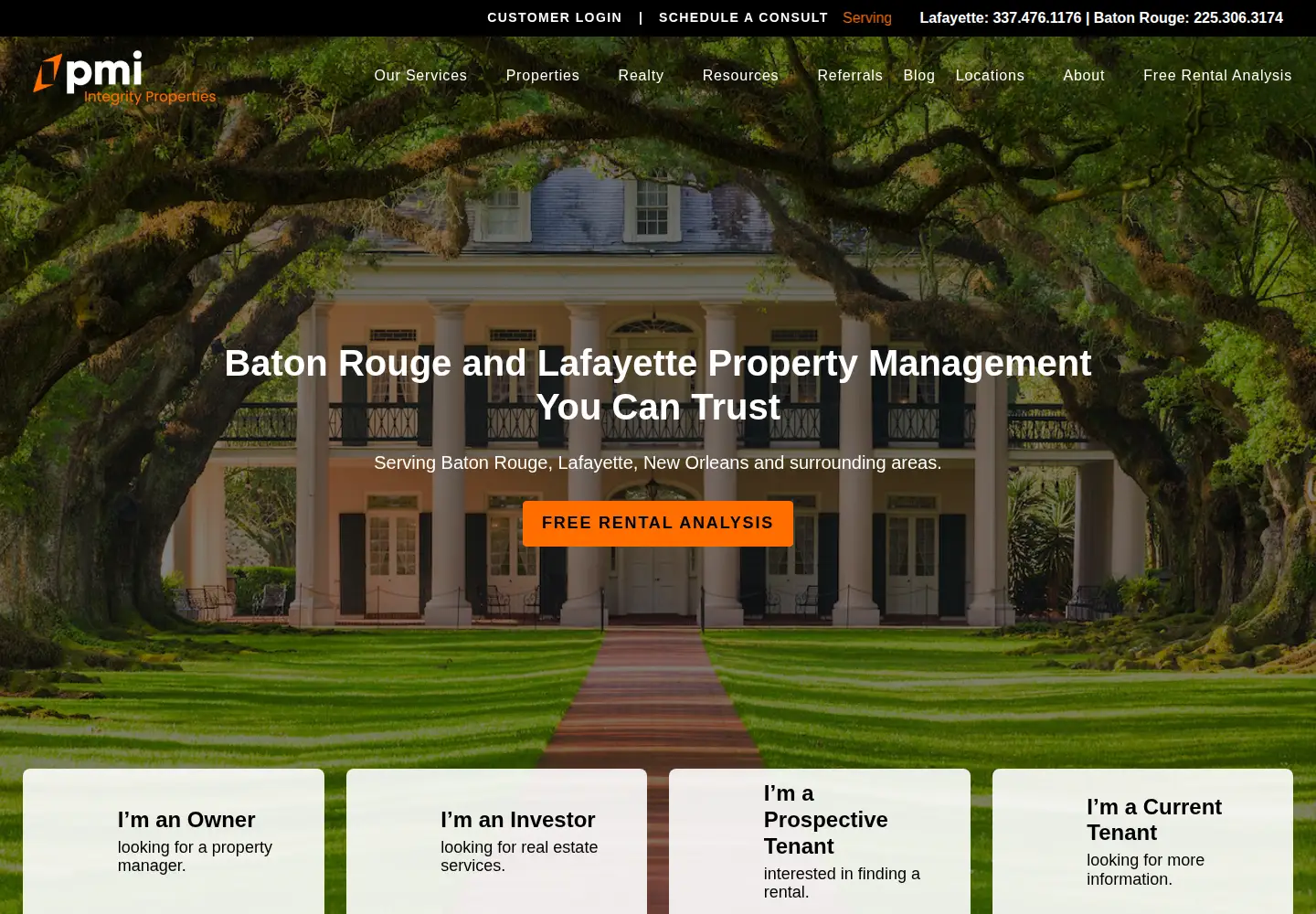 Captured homepage of pmi-integrity.com in the current scan