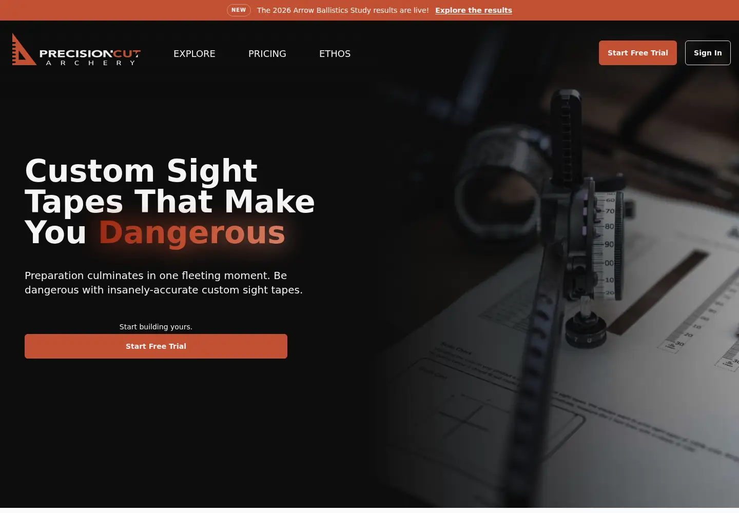 Screenshot of precisioncutarchery.com