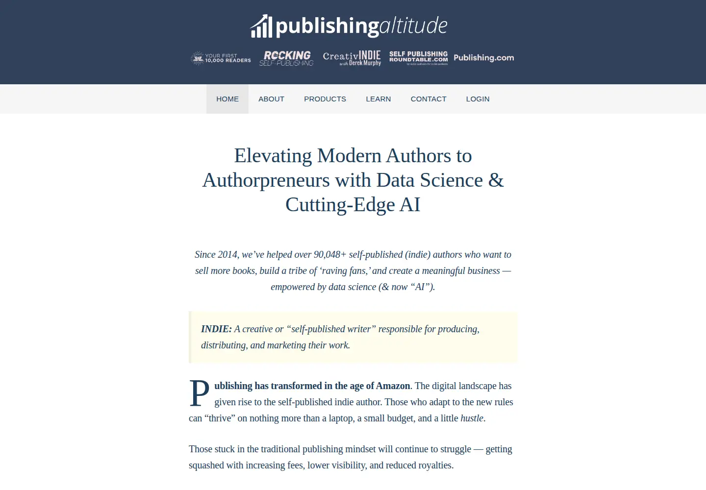 Screenshot of publishingaltitude.com