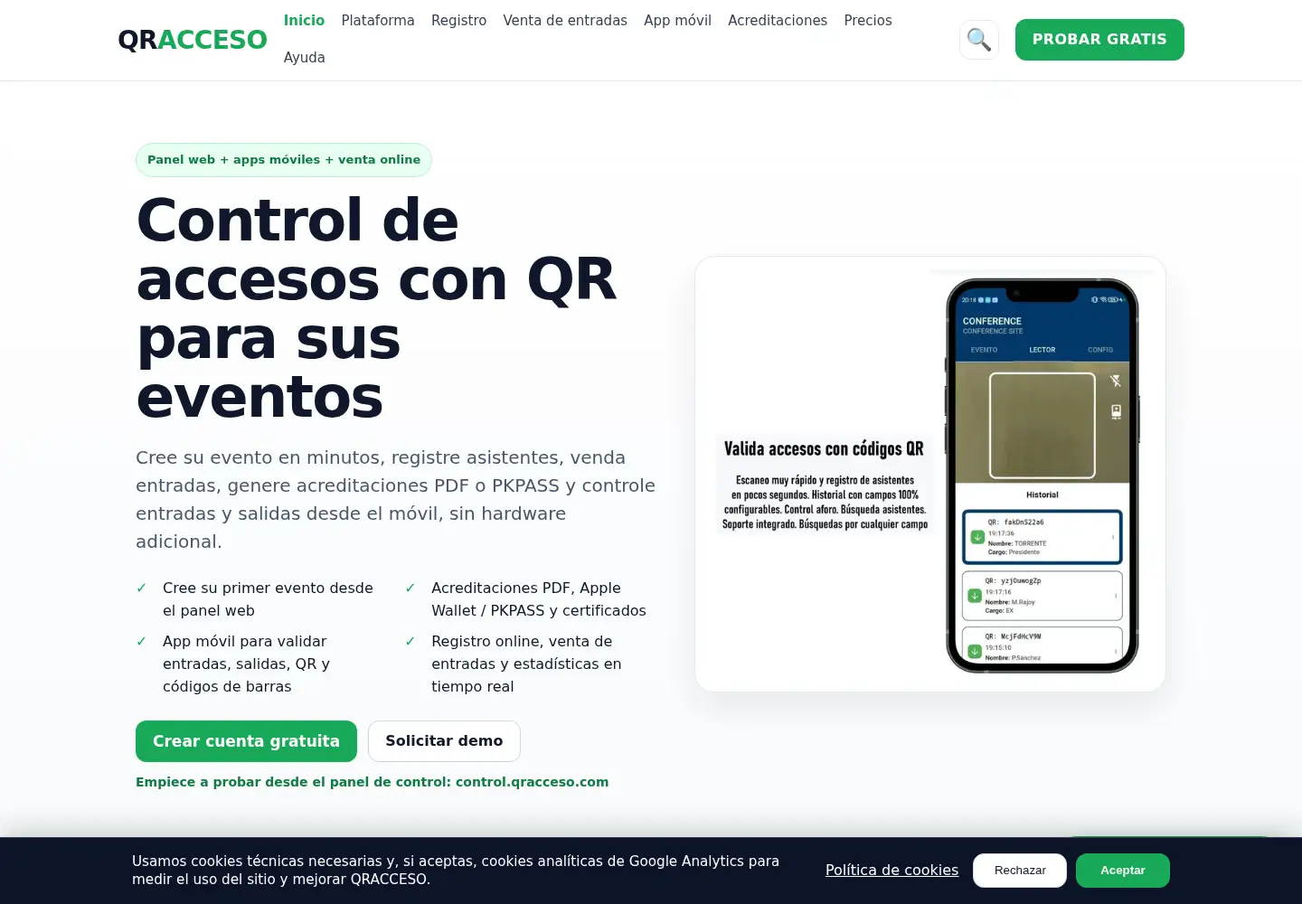 Screenshot of qracceso.com