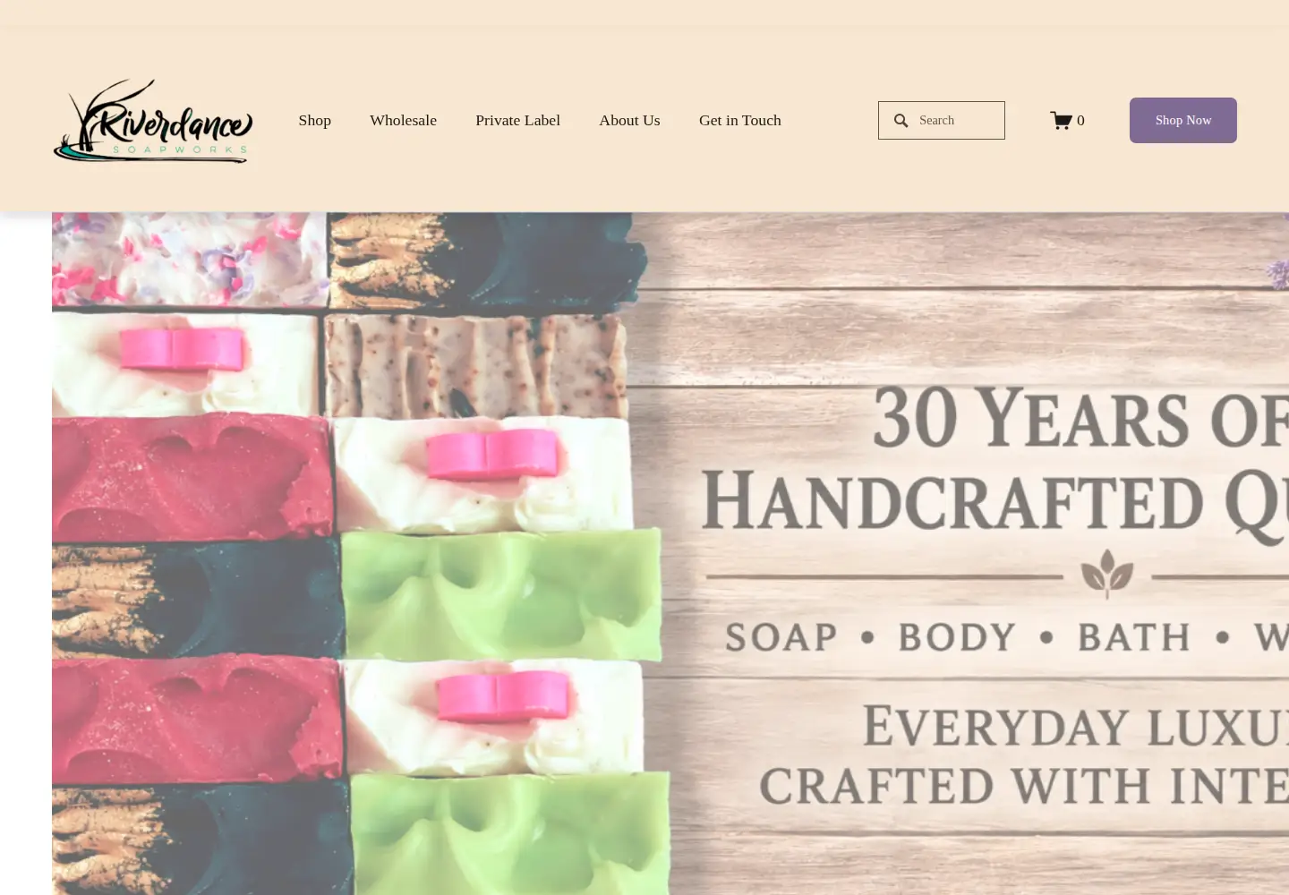 Screenshot of riverdancesoapworks.com