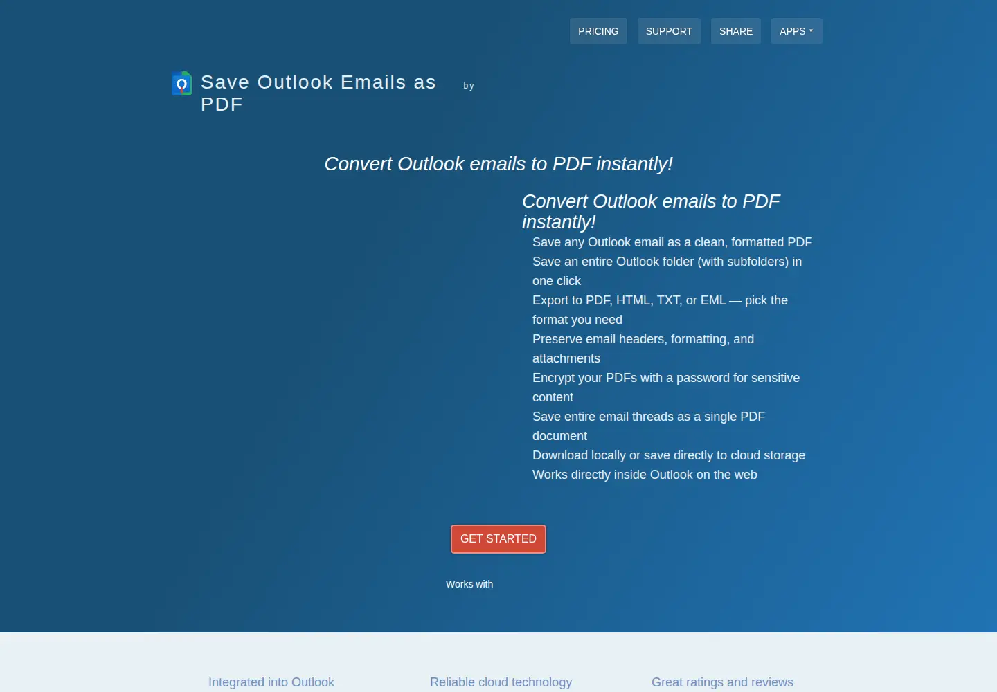 Captured homepage of save-outlook-emails-as-pdf.com in the current scan