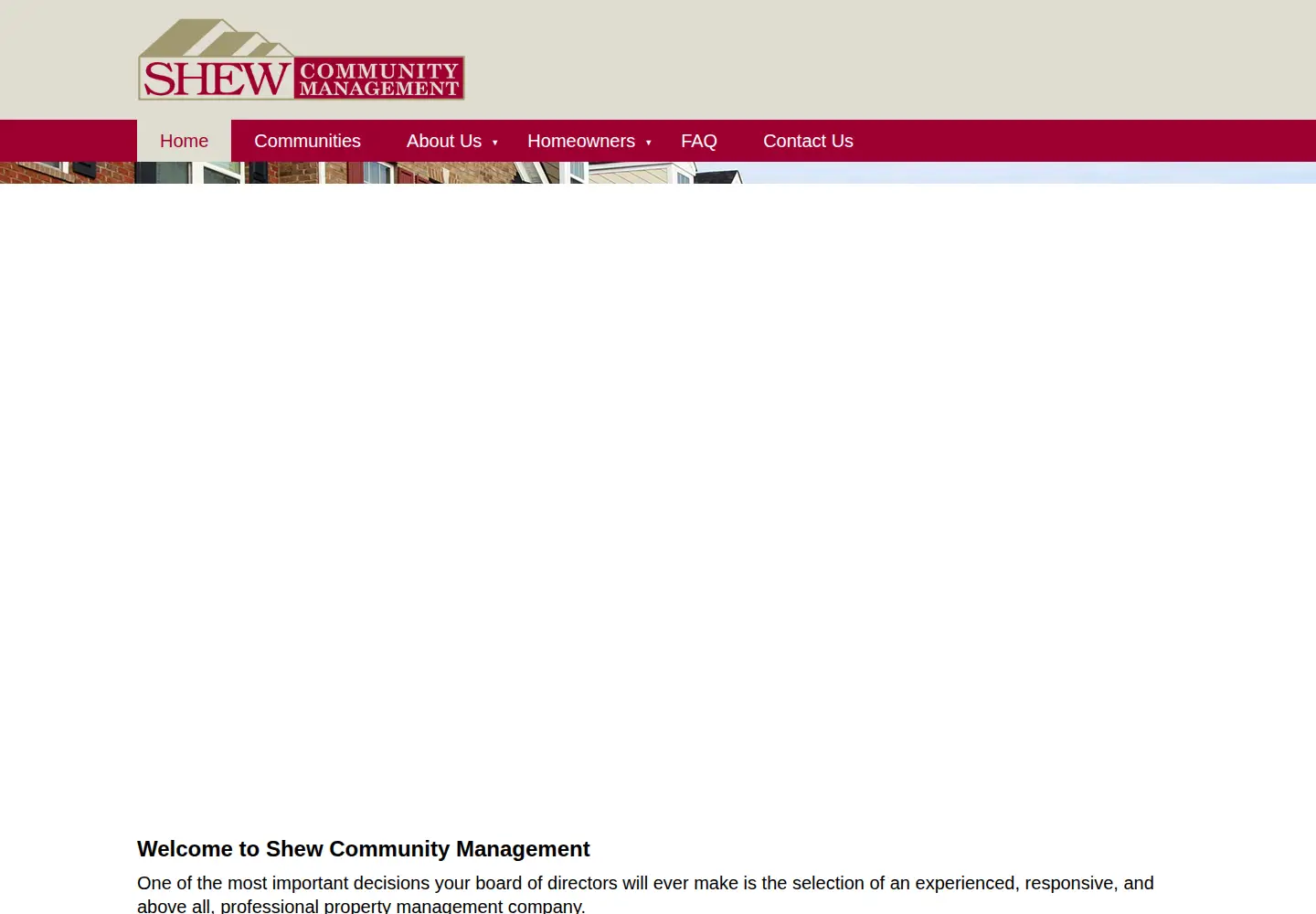 Captured homepage of shewmanagement.com in the current scan