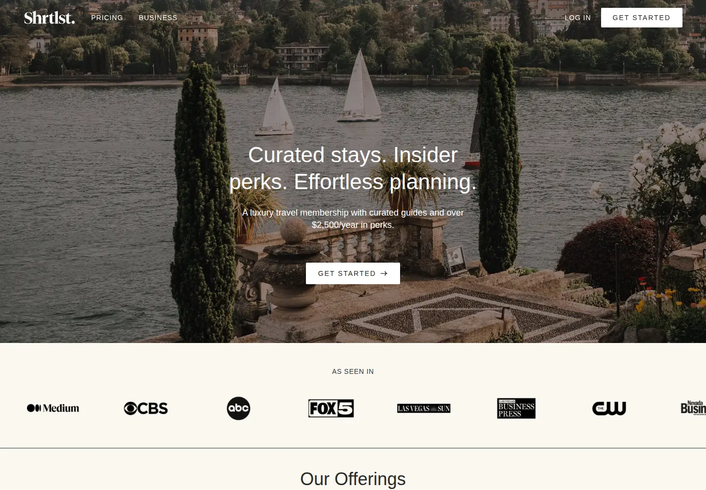 Captured homepage of shrtlst.com in the current scan