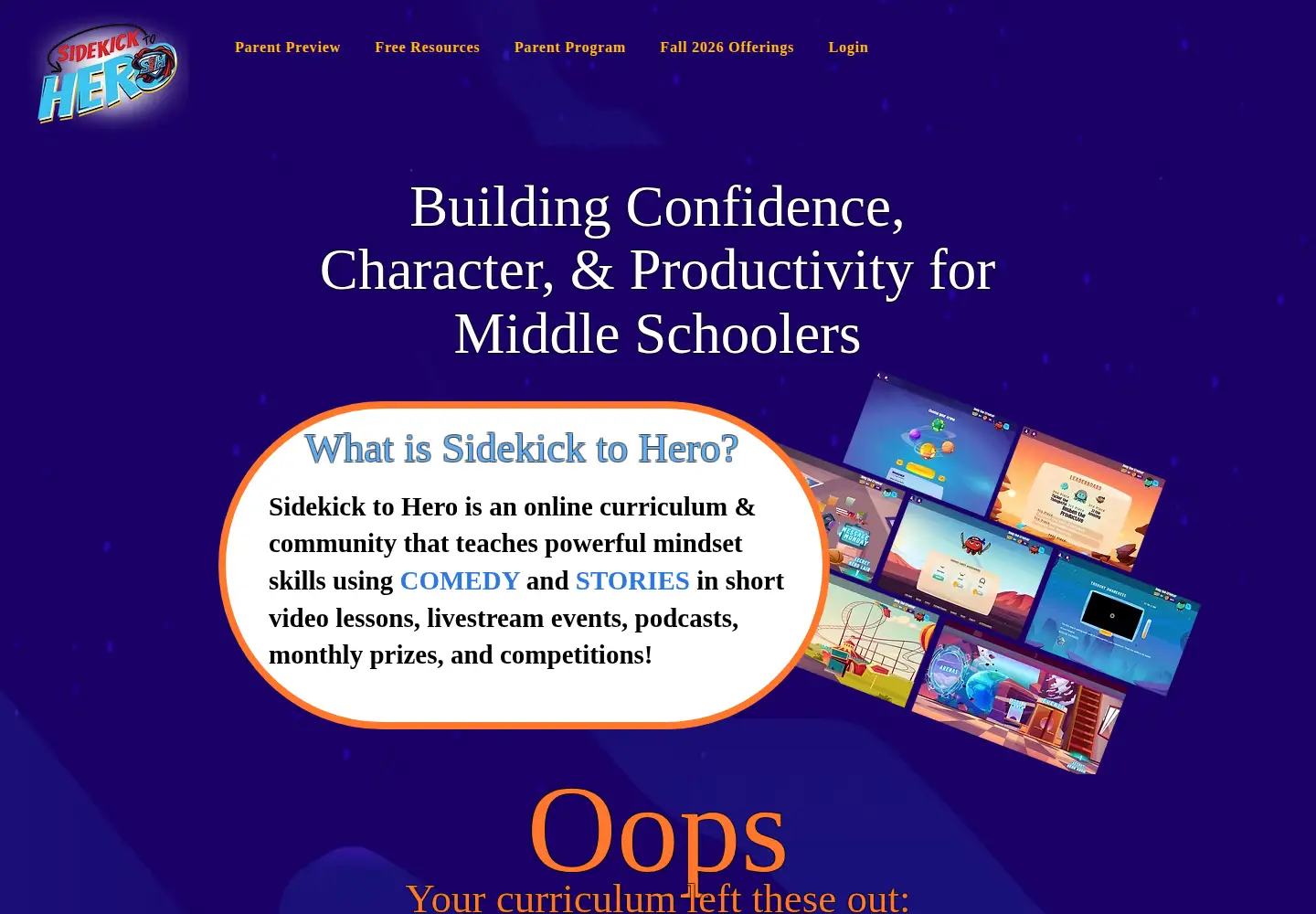 Screenshot of sidekicktohero.com
