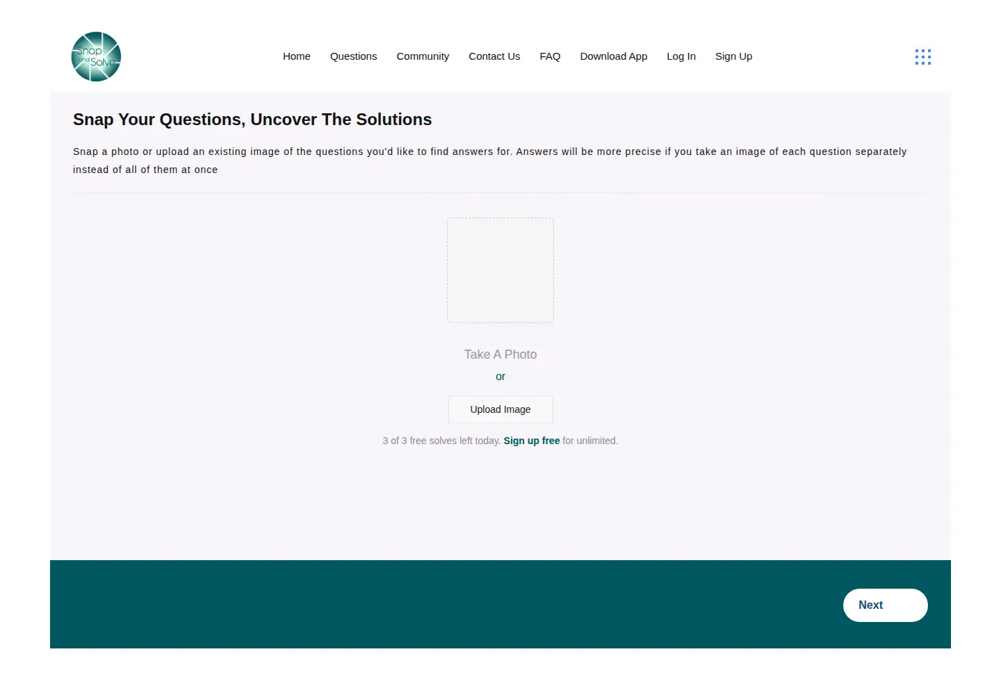 Screenshot of snapandsolve.com