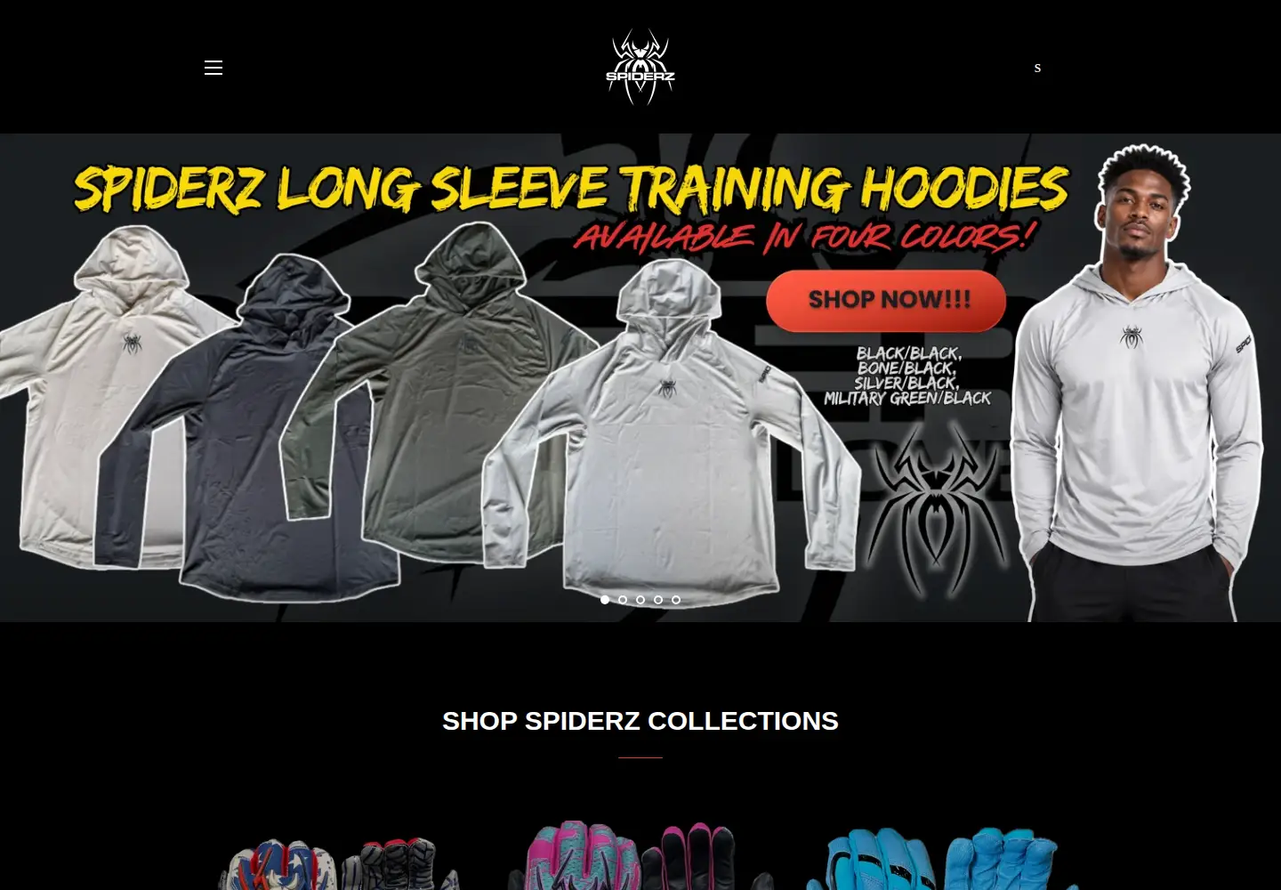 Screenshot of spiderzbattinggloves.com