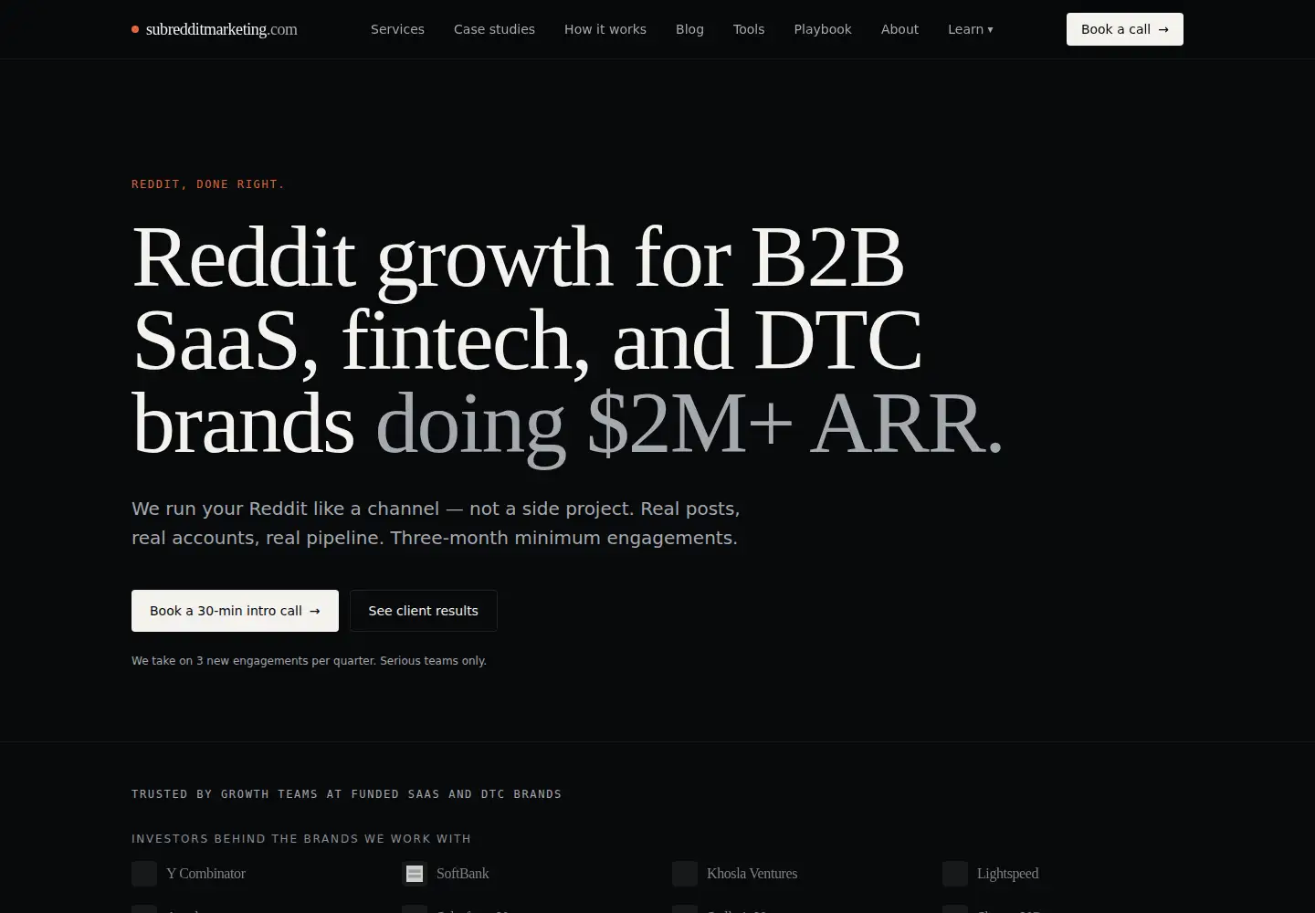 Captured homepage of subredditmarketing.com in the current scan
