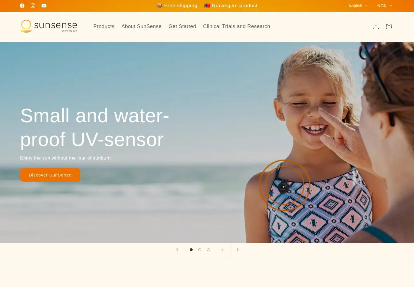 Screenshot of sunsense.com
