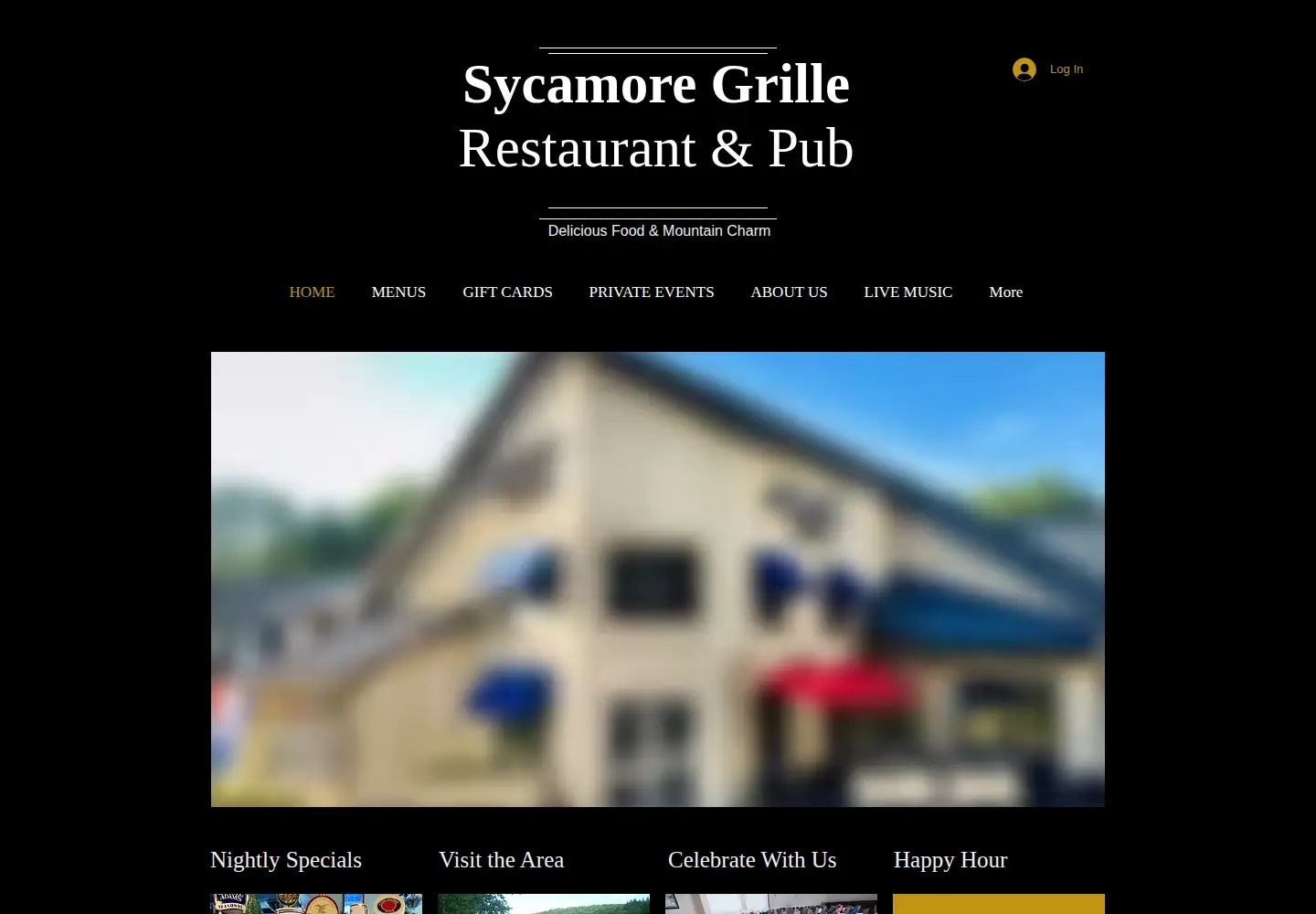 Captured homepage of sycamoregrille.com in the current scan