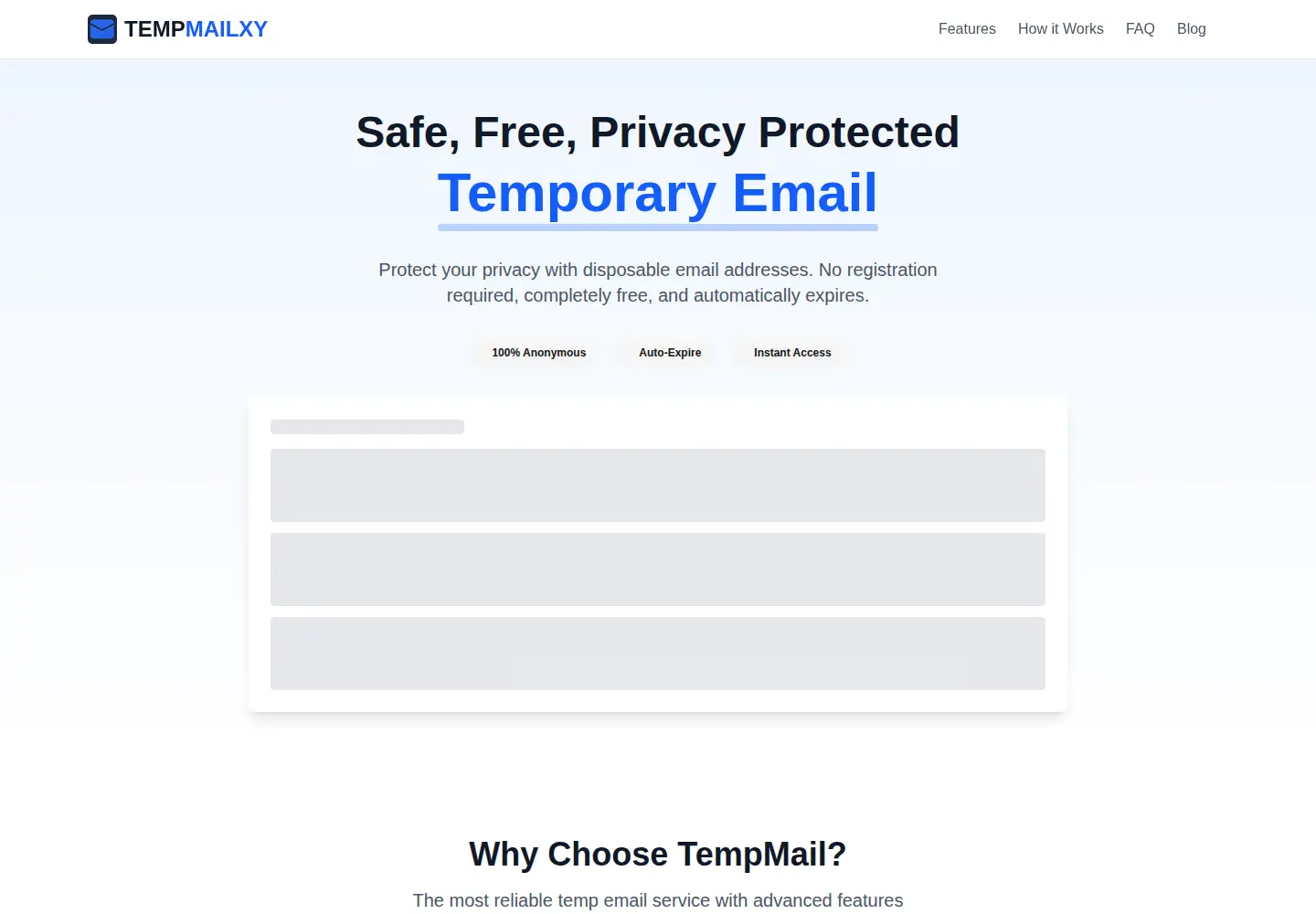Screenshot of tempmailxy.com