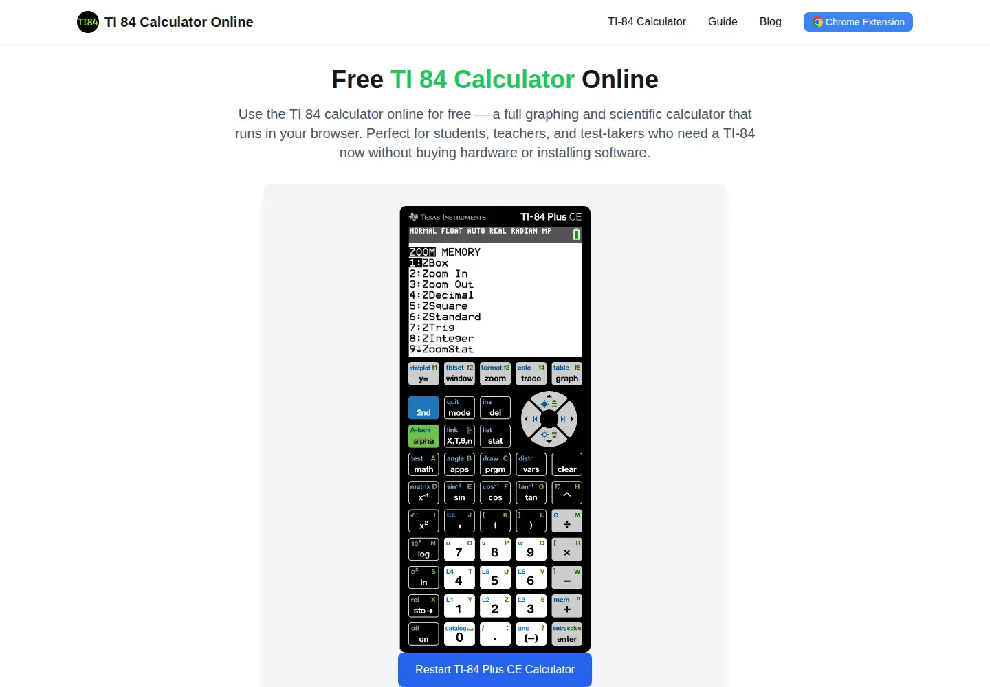 Screenshot of ti84hub.com
