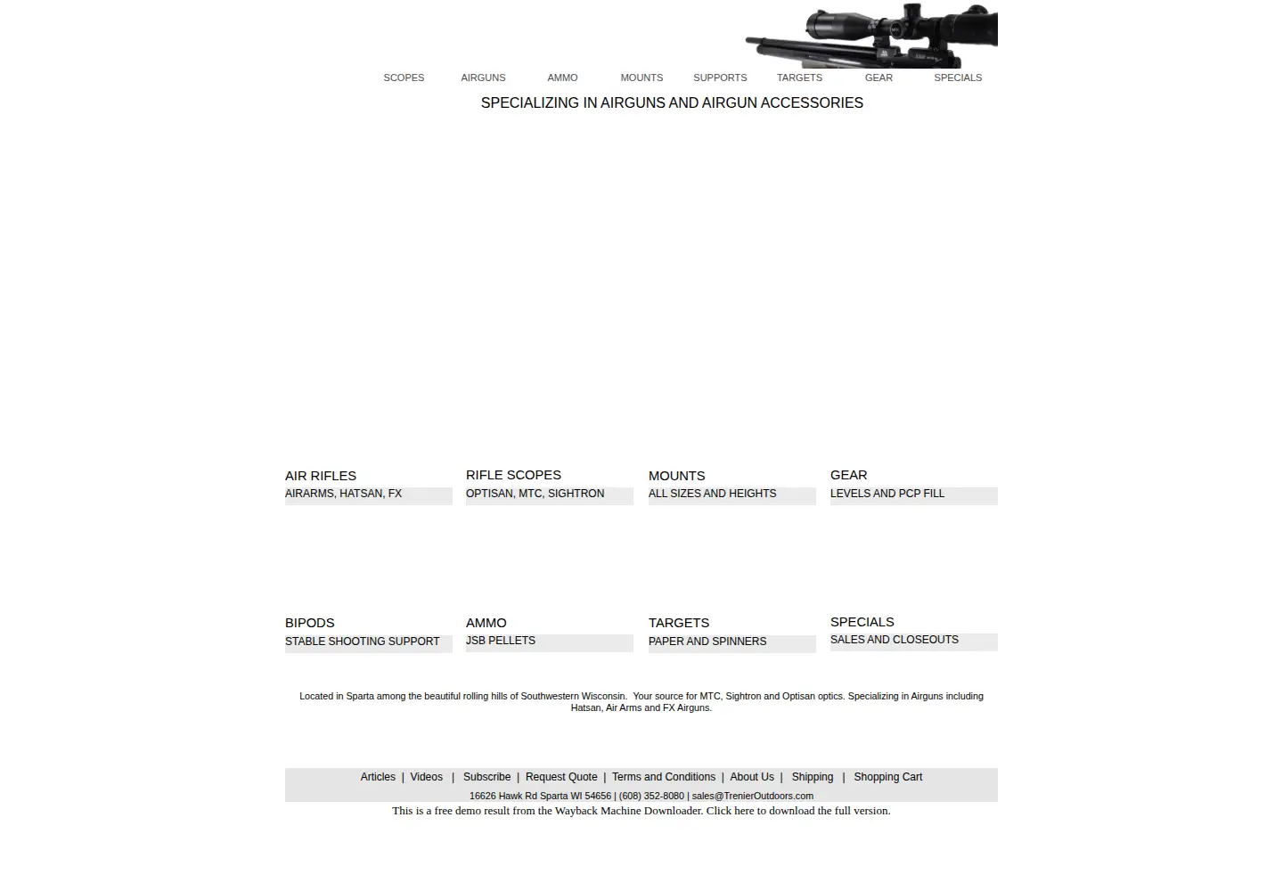 Screenshot of trenieroutdoors.com