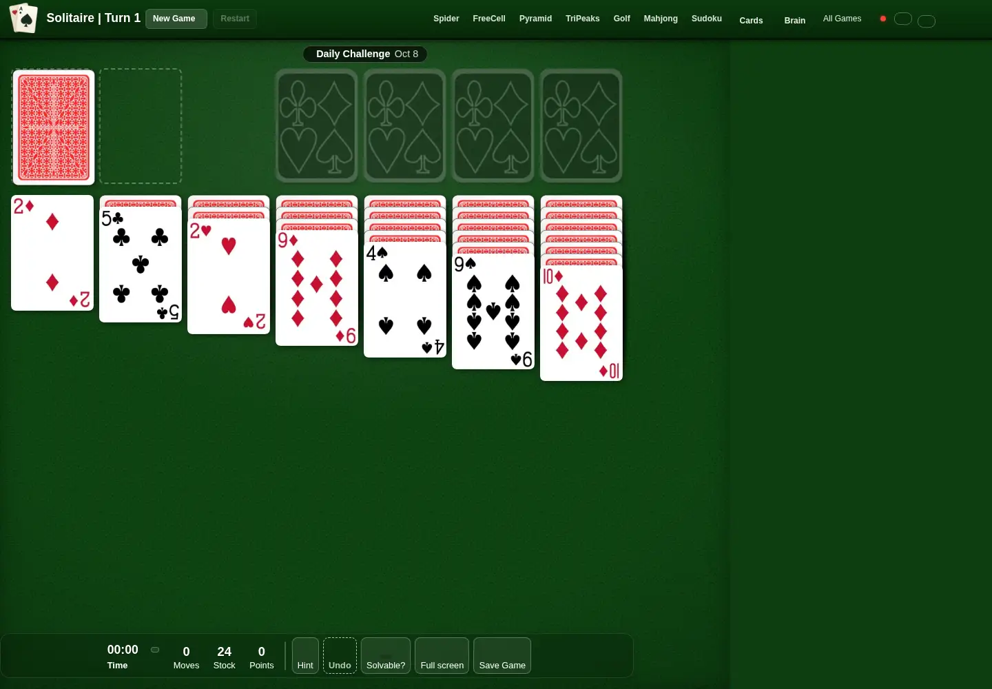Screenshot of trysolitaire.com