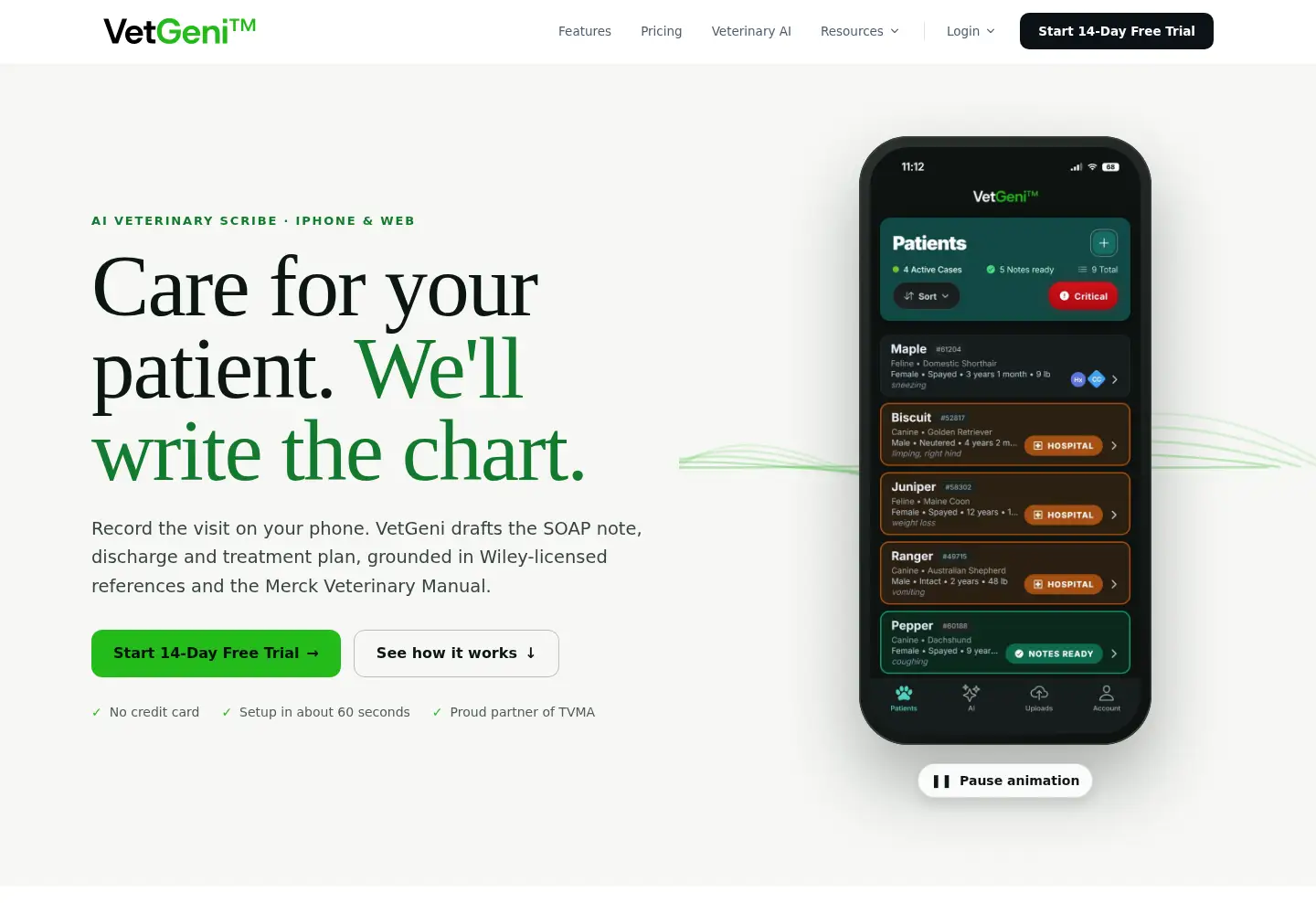 Screenshot of vetgeni.com