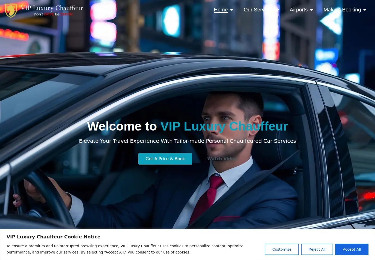 Captured homepage of vipluxurychauffeur.com in the current scan