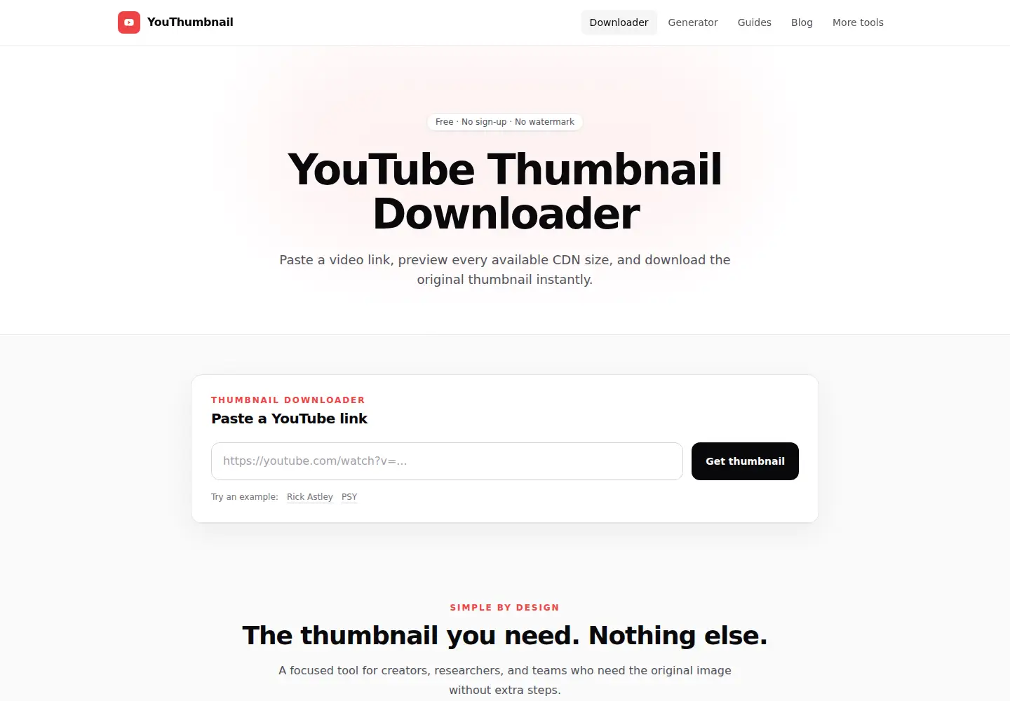 Screenshot of youthumbnail.com